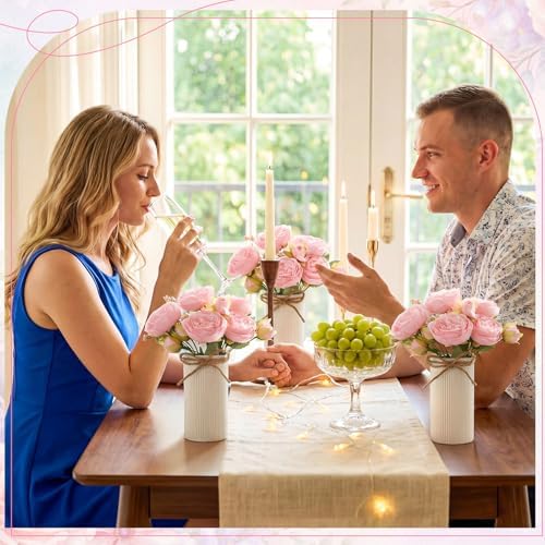 Domensi 6 Sets Wedding Floral Centerpiece for Table Decor, Light Pink - Image 6