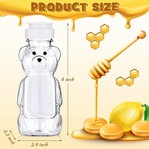 Thenshop 36 Pcs 8 oz Plastic Honey Bear Bottle Clear Squeeze, White Lid - Image 2