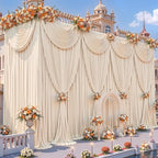 30x15ft Champagne Backdrop Curtains for Parties Wrinkle Free Fabric Backdrop Curtain Wedding Photo Drapes Backdrop for Birthday Party Baby Shower Bridal Shower Photography Back Drop 6 Panels 5x15FT - Image 5