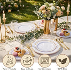 I00000 102 Pcs Gold Plastic Plates, Premium Disposable Gold Plates - Image 5