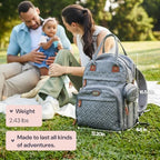 BabbleRoo Diaper Bag Backpack - Baby Essentials Travel Tote - Multi Function Water Resistant Diaper Bag, Travel Essentials Baby Bag with Changing Pad, Stroller Straps & Pacifier Case - Unisex, Purple - Image 4