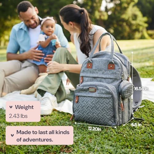 BabbleRoo Diaper Bag Backpack - Baby Essentials Travel Tote - Multi Function Water Resistant Diaper Bag, Travel Essentials Baby Bag with Changing Pad, Stroller Straps & Pacifier Case - Unisex, Purple - Image 4