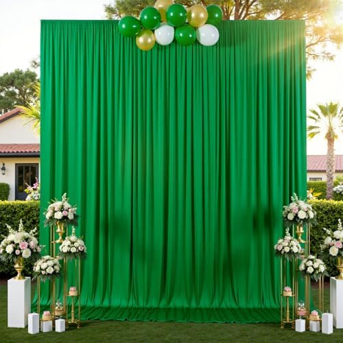 30 ft x 10ft Wrinkle Free Green Backdrop Curtain for Parties, 6 Panels 5x10ft Silky Polyester Green Backdrop Drapes Photo Back Drop Cloth for Wedding Birthday Baby Shower Photography Background - Image 5