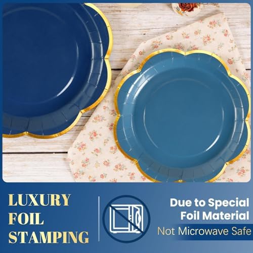350Pcs Navy Blue Paper Plates and Napkins Party Supplies for 50 Guests - Image 5