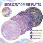 Purple Iridescent Party Tableware for 40 Guests, Holographic Paper Plates - Image 3
