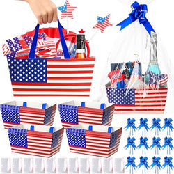 Funnymoom 24 Pcs 4th of July Gift Basket Empty, Patriotic American Flag by Funnymoom