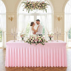 4Pack Pink Spandex Tablecloth for 6FT Rectangle Tables,Table Skirt - Image 7