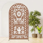 Withu Mexico Brown Arch Backdrop Cover for Baby Shower Mexican Talavera Fiesta Wedding Bridal Shower Baptism Birthday Party Arched Wall Decoration Doubleside Banner Background 3.3x6.5ft by withu