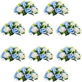 10Pcs Artificial Rose Balls for Centerpieces (Blue & White) by QUTUNI