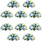 10Pcs Artificial Rose Balls for Centerpieces (Blue & White) by QUTUNI