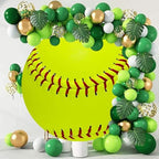 Softball Round Backdrop Cover Green Softball Photo Background Sports Themed Birthday Baby Shower Party Decorations Circle Arch Backdrop Cover Fans Athletes Photo Booth Props 6ft - Image 2