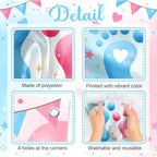 Mocsicka Gender Reveal Backdrop Blue or Pink Balloons Footprint He or She Gender Reveal Theme Banner Party Decorations Photo Booth Props (8x6ft) - Image 3