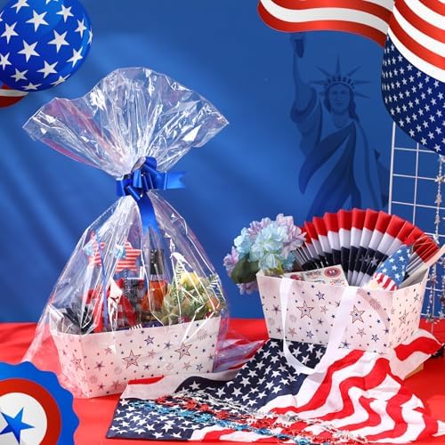 Funnymoom 24 Pcs 4th of July Red White Blue Star Paper Basket Empty - Image 2
