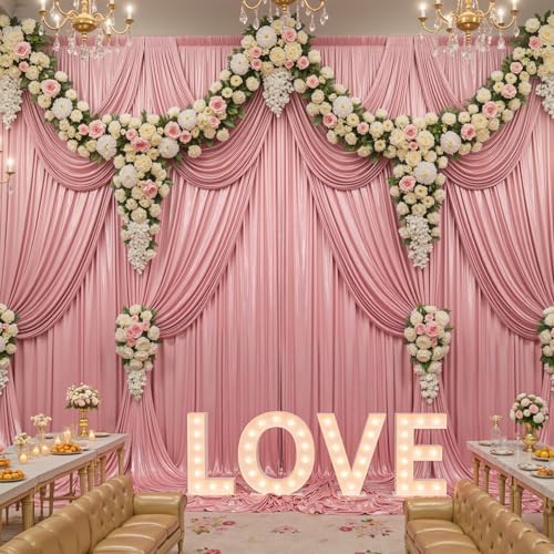 20ft x 10ft Rose Gold Sequin Backdrop Curtains for Party Wedding Shimmer Curtain Backdrop Prom Sparkly Glitter Fabric Photo Backdrop Drapes for Birthday Party Photography Baby Shower 5x10FT, 4 Panels - Image 3