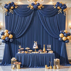 24ftx10ft Wrinkle Free Navy Blue Backdrop Curtain - 10 Feet Photography Backdrop Drapes, Silky Polyester Back Drop Cloth for Wedding Baby Shower Balloon Arch Background - Image 3