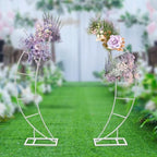 Wedding Arch Stand for Ceremony 2PCS Moon-Shaped White Modern Metal Balloon Arch Stand Kit Garden Floral Arch Frame Background for Anniversary Birthday Party Decoration Home Garden Outdoor Lawn Decor - Image 2