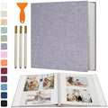 Vienrose Photo Album Self Adhesive 4x6 5x7 3x5 8x10 Scrapbook Album DIY Scrap Book with Metallic Pen 120 Pages Grey by Vienrose