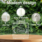 OurWarm Clear Card Boxes with Lock - Gift Card Box Money Box Holder for Reception, Anniversary, Shower, Rustic Wedding Decorations, Birthday, Graduation - Image 4