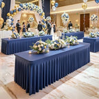 6 Pack Navy Blue Table Cloth for 6 Foot Rectangle Tables Spandex Fitted Tablecloth 6ft Stretch Table Covers Skirt Navy Blue Banquet Tablecloths Wrinkle Free Tablecloth for Party Wedding Birthday Event - Image 3