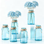 6 Pack Mason Jar Vases for Centerpieces, Aqua Blue Glass Flower Vase by LEYIQU