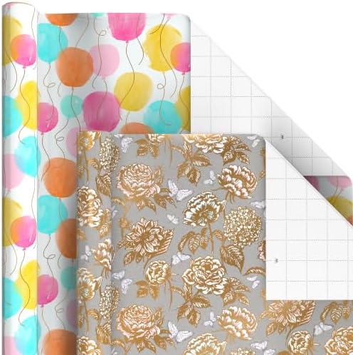 Hallmark Wrapping Paper Rolls for All Occasions (Birthday, Plaid, Flowers) - Image 5