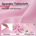 2 pk Baby Pink Spandex Tablecloth 8ft With Ruffled Table Skirt, Wrinkle Free Stretchy Fitted Tablecloths for 8 Foot Rectangle Tables, Elastic Spandex Table Covers for Weddings Parties Banquet - Image 4