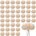 100PCS Artificial Hydrangea Flowers, Fake Flowers Silk Hydrangea Full Flowers Heads with Stems for Wedding Home Party Shop Baby Shower Decor (Apricot) by WEISPARK