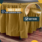 Exquisite Gold Table Skirt 48 Pack - Disposable Plastic Table Skirts for Rectangle Tables 6ft 8ft & Round Tables - 29in x 14ft Self-Adhesive Strip - Birthday Wedding Gender Reveal Decor - Image 3