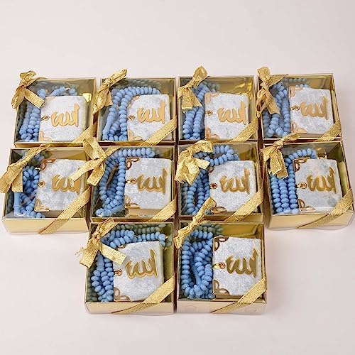BABY SHOWER CHOCOLATE Set of 10 Islam Quran Tasbeeh Islamic Set | Holy Quran Prayer Beads Gift Box Favor (Blue) - Image 2