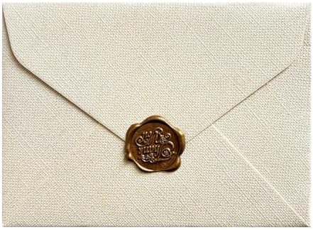 Envelopes 30 Linen Patterned Kraft Paper Envelopes with Wax Seals for Invitations by Unknown