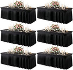 6 Pack Black Spandex Tablecloth for 6FT Rectangle Tables, Fitted Stretch Table Cover with Skirt, Wrinkle Free Washable Elastic Table Cloth for 6 Foot Folding Table, Wedding Banquet Baby Shower by Gogoparti