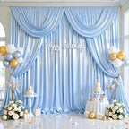 Blue Satin Backdrop Curtains 2 Panels - Glitter Photo Drapes for Baby Shower, 10x10FT Shimmer Back Drop Cloth, Wrinkle Free for Birthday Party Prom Wedding Background - Image 3