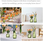 Glass Bud Vases Set of 32 - Green Assorted Small Mini Glass Vases for Flowers, Crystal Vintage Vase Set, Bulk Centerpieces for Table Décor, Wedding, Home and Events (Green, 32 Pcs) - Image 2