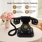 Audio Guest Book Wedding Phone, Vintage Telephone Recorder Wedding Guest Book, Retro Voice Recording Phone for Birthdays Party/Graduation/Baby Shower/Retirement/Special Occasions (Black) - Image 3