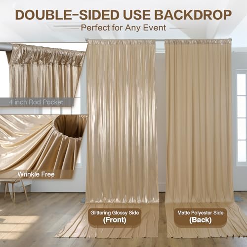 50x15FT Champagne Gold Sequin Backdrop Curtain Double Sided - Image 3