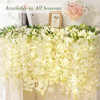 60 Pack White Wisteria Hanging Flowers, Fake Hanging Flowers for Decoration, Artificial Hanging Flowers, Vines for Bedroom, Flower Garland for Home, Party, Garden, Wall, Wedding Decoration(3.6 Ft/Pcs) - Image 4