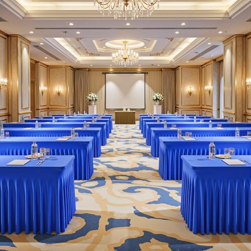 6 Packs Royal Blue Spandex Tablecloths for 6 Foot Rectangle Tables - Image 5