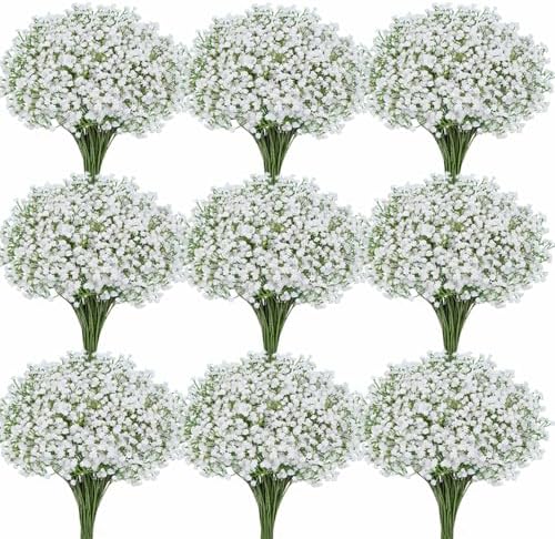 50 Pcs Baby Breath Artificial Flowers, Fake Babys Breath Gypsophila Flowers Bulk, Realistic Artificial Flowers Bouquet Flores Artificiales para Decoracion for Wedding Party Home Decoration by Cherica