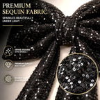 PartyPosh Oversized Black Velvet Sequin Bow 51"x25" - Image 3