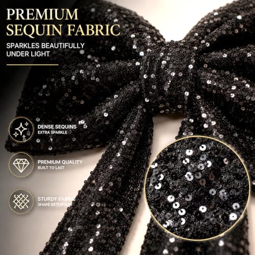 PartyPosh Oversized Black Velvet Sequin Bow 51"x25" - Image 3