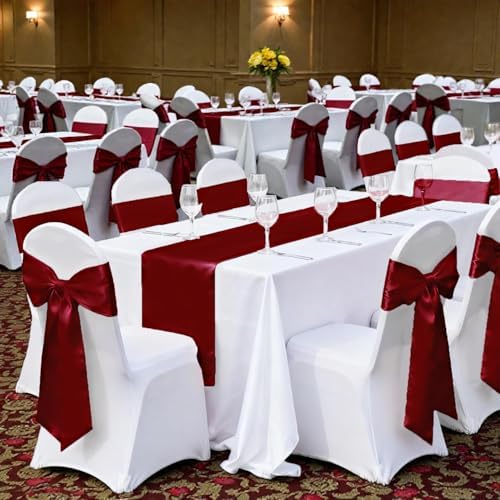 MDS® Pack of 100 Satin Chair Sashes for Wedding & Events – Maroon - Image 6