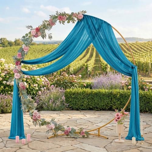 Pack of 2 Wedding Arch Drape Panel Fabric 30" x 100ft - Dark Teal - Image 3