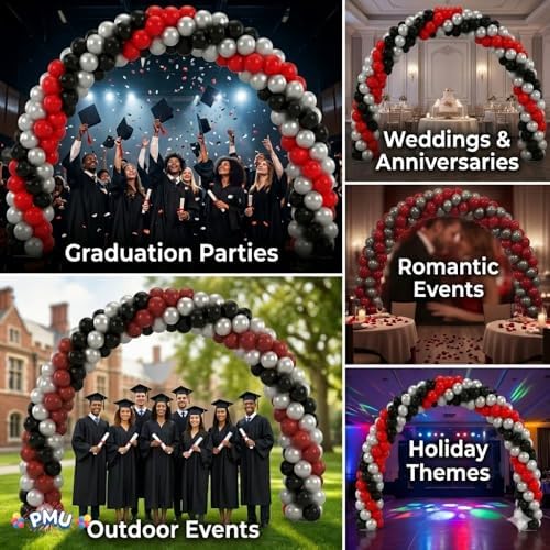 PMU DIY Professional Balloon Arch Deluxe Kit (Black, Red and Silver) Balloon Garland for Party Decoration, Decoration Kit for Birthday Party, Wedding, Graduation, Baby Shower (41689-61646) Pkg/1 - Image 7