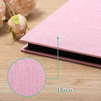 Large Photo Album Self Adhesive 4x6 8x10 10x12 13"x12.6" Scrapbook Album 12.6"x11" Inch 60 Black Sticky Pages Linen Cover Magnetic Photo Album with A Metallic Pen and DIY Stickers(Pink) - Image 4