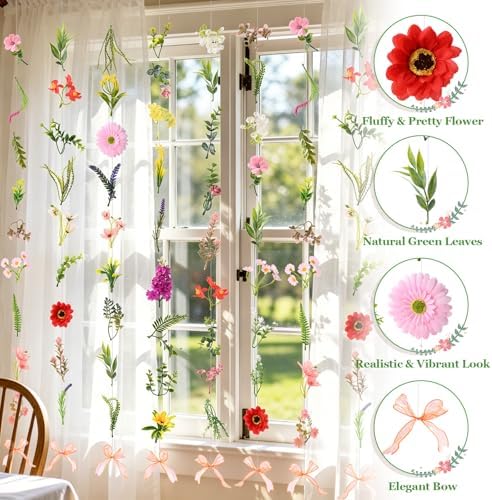 Livole 12Pcs 72Ft Wildflower Garland with Bow Hanging Flower Wall Backdrop - Image 6
