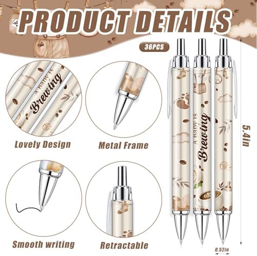 145 Pieces Coffee Baby Shower Favors for Guest A Baby is Brewing Ballpoint Pens and Keychains Gifts Bulk Retractable Baby Shower Pens Gender Reveal Thank You Cards Souvenirs Games Prizes Favors - Image 2
