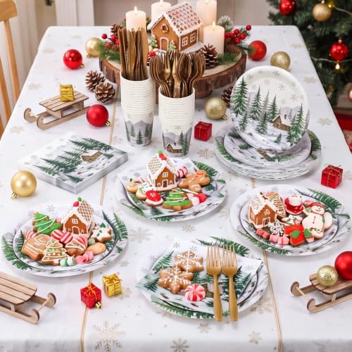 Honeydak 210 Pcs Christmas Tree Paper Plates Napkins Party Supplies - Image 2