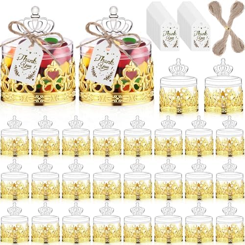Jingmore 30 Sets Mini Crown Candy Boxes Party Favor,Gold and Clear by Jingmore