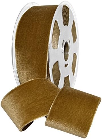 Morex Ribbon Nylon, 2 inches by 11 Yards, Antique Gold, Item 01250/10-533 Nylvalour Velvet Ribbon, 2" x 11 yd, by MorexRibbon