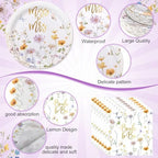 Pickmesh 250 Pcs Wildflower Bridal Shower Decorations Floral Miss to Mrs Plates and Napkins Sets Bride to Be Disposable Paper Tableware Set for Wedding, Engagement, Bachelorette Party, Serves 50 - Image 3